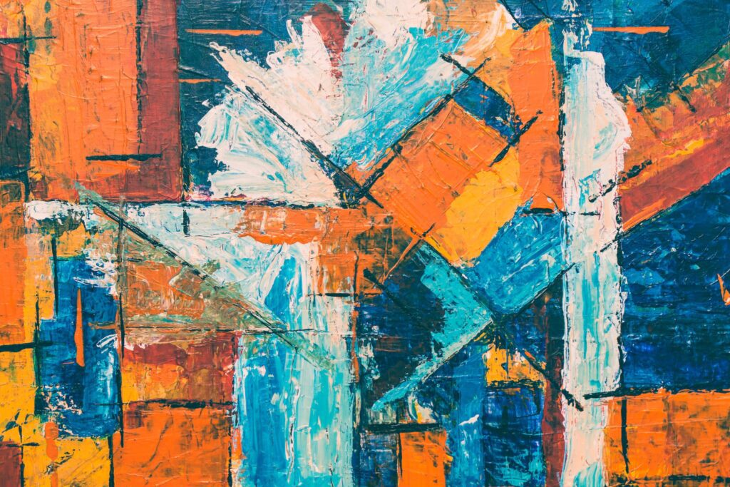 Blue, Orange, And White Abstract Painting
